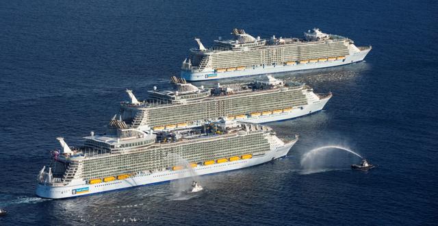 מפגש שלושת האוניות הגדולות בעולם (צילום: Royal Caribbean®)
