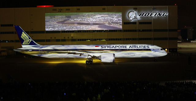 טקס מסירת מטוס בואינג 787-10 לידי סינגפור איירליינס. צילום יחצ