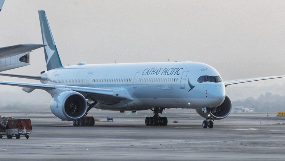 מטוס איירבוס A350-1000 של קתאי פסיפיק נחת הבוקר בנתב"ג. צילום יח"צ