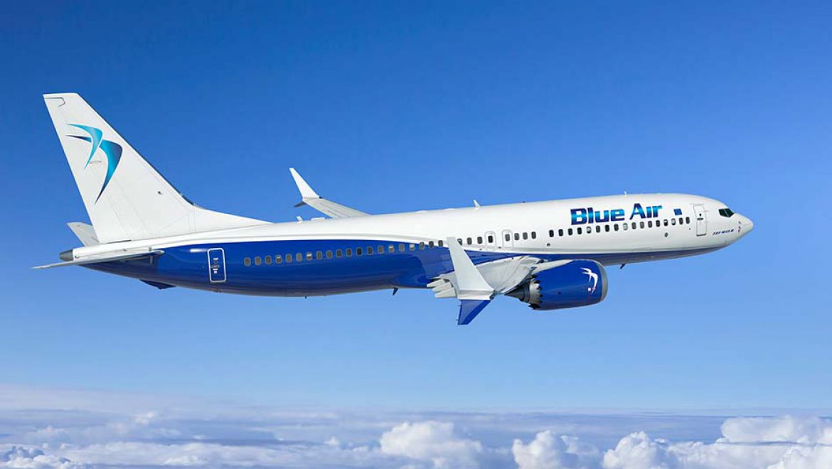 מטוס בואינג 8-MAX-737 . של חברת בלו אייר. צילום בואינג בלו אייר מחדשת את הפעילות בקו בוקרשט – תל אביב