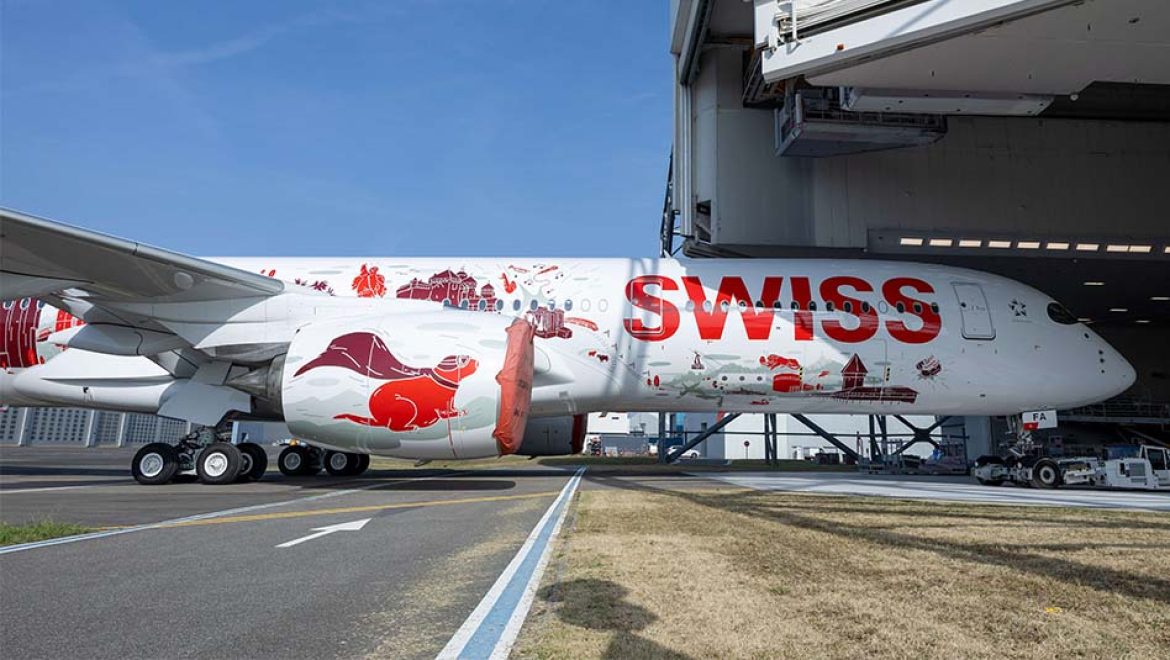 SWISS’s first Airbus A350-900. צילום SWISS אמנות בגובה: המטוס החדש של SWISS הוא מכתב אהבה לשוויץ