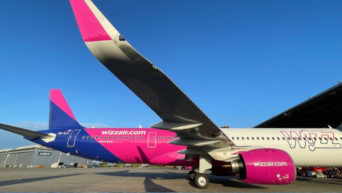 מטוס האיירבס A321XLR החדש של חברת Wizz Air. צילום יח Wizz Air קיבלה את האיירבס A321XLR הראשון שהוצב במילאנו