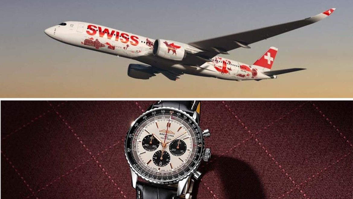 SWISS וברייטלינג משיקים שעון Navitimer לציון השקת מטוס ה- A350